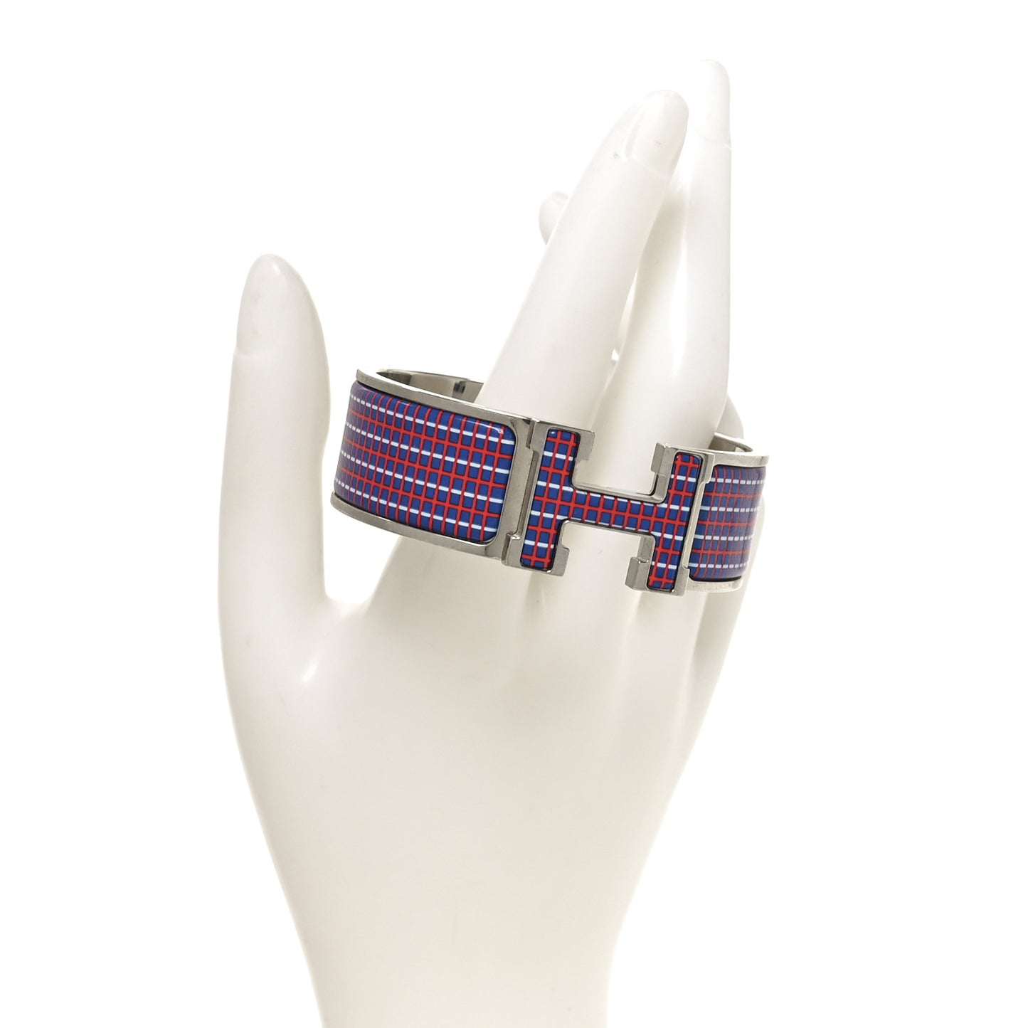 Enamel Printed Tartan Wide Click Clac H Bracelet PM Drapeaux