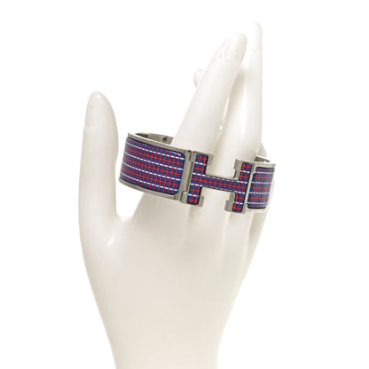 Hermes Enamel Printed Tartan Wide Click Clac H Bracelet PM Drapeaux 2 of 4
