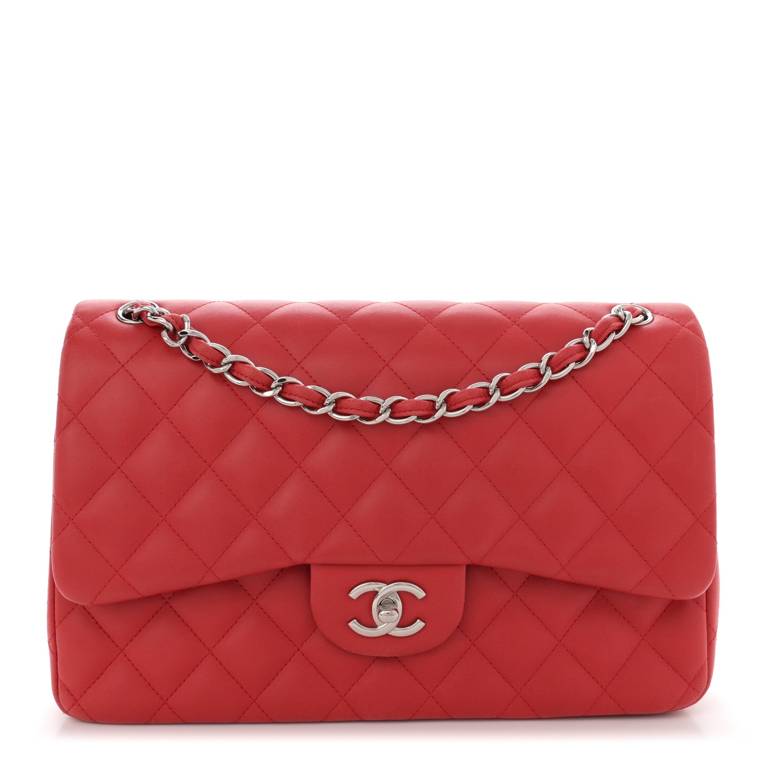 Chanel Lambskin Quilted Jumbo Double Flap Red 1 of 16