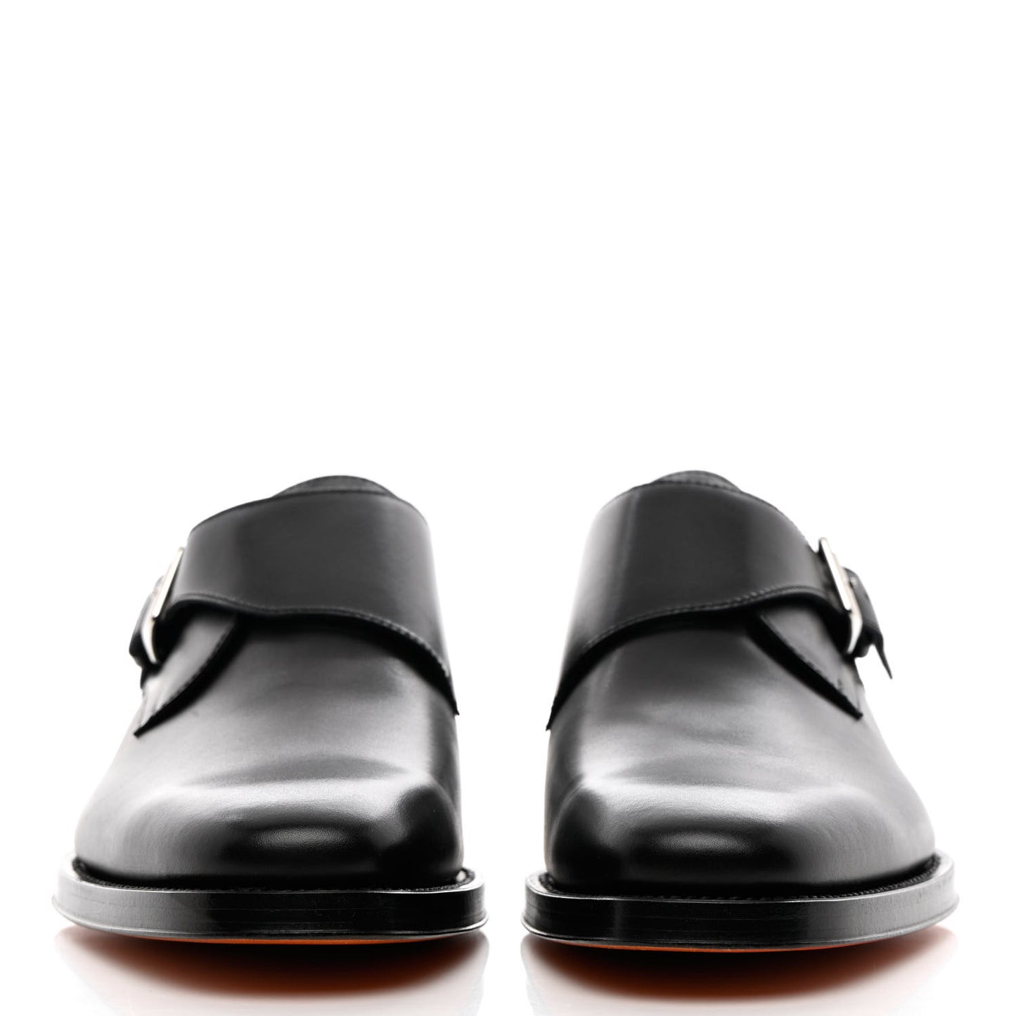 Calfskin Mens Buckle Loafers 42 Black