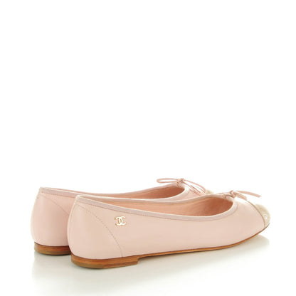Chanel Lambskin Patent Cap Toe CC Ballerina Flats 35.5 Rose Clair 4 of 8