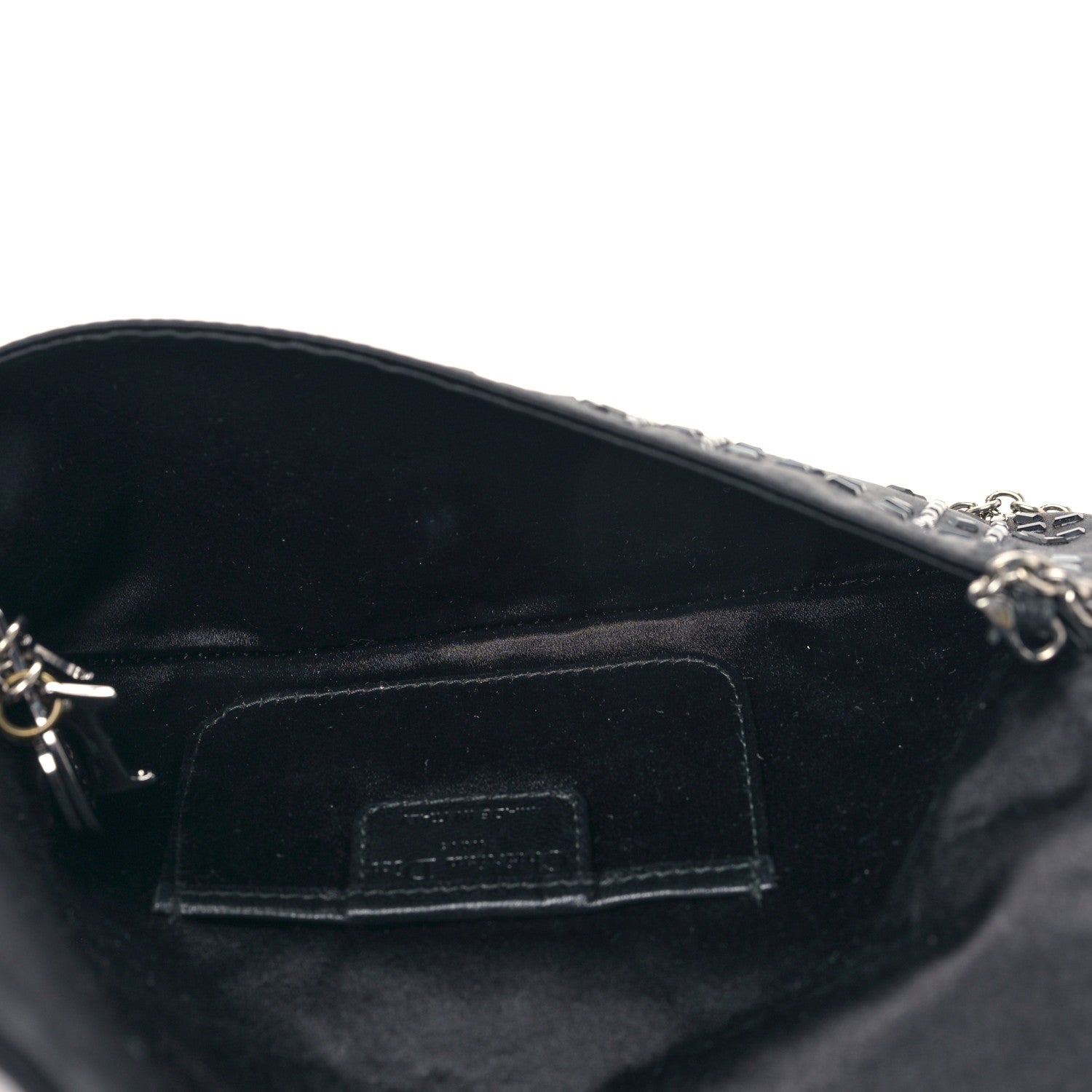 Christian Dior Satin Crystal Cannage Flap Clutch Black 5 of 8