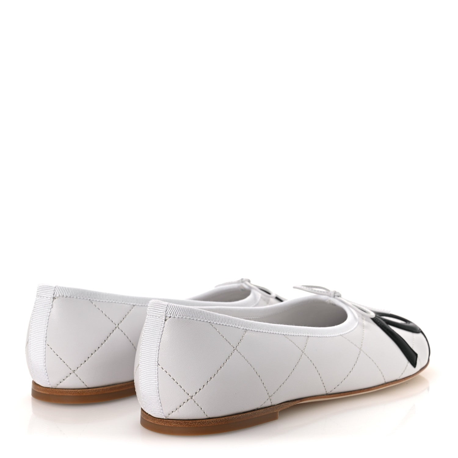 Chanel Lambskin Quilted CC Cambon Ballet Flats 38 White Black 5 of 12