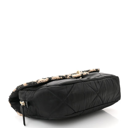 Chanel Wool Tweed Nylon Quilted Flap Bag Beige Black 4 of 10