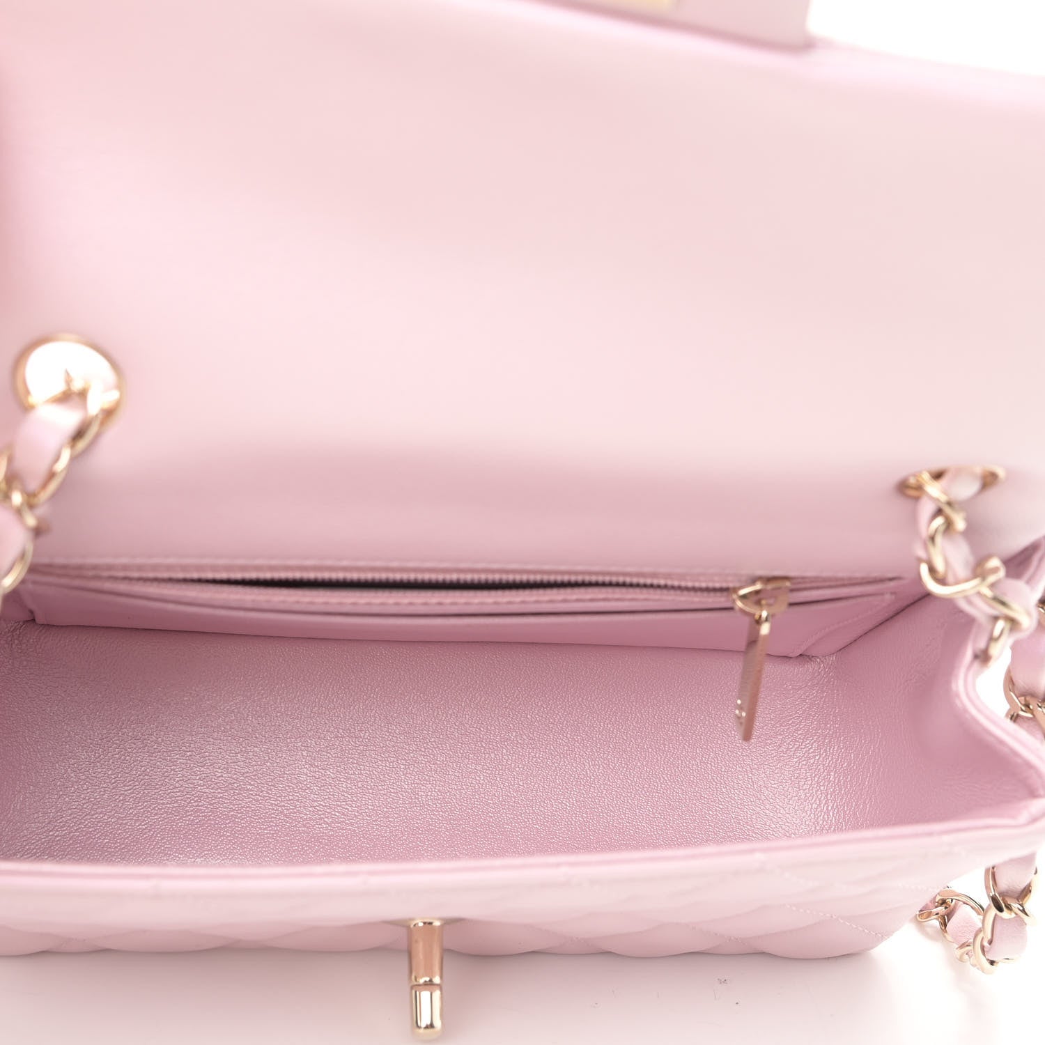 Chanel Iridescent Calfskin Quilted Mini Rectangular Flap Light Pink 7 of 11