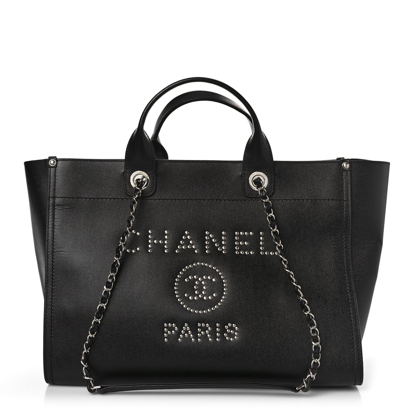 Caviar Large Studded Deauville Tote Black