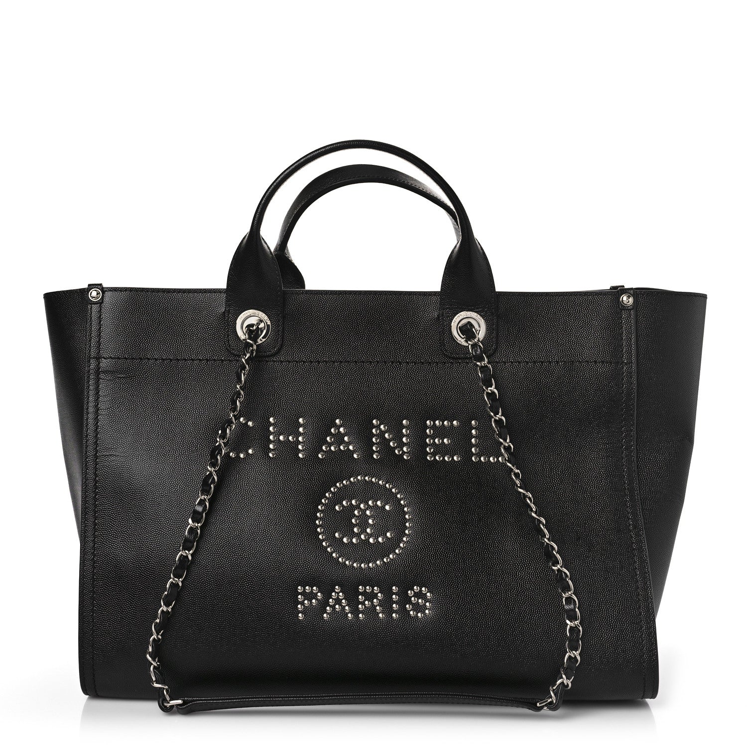 Chanel Caviar Large Studded Deauville Tote Black 1 of 9