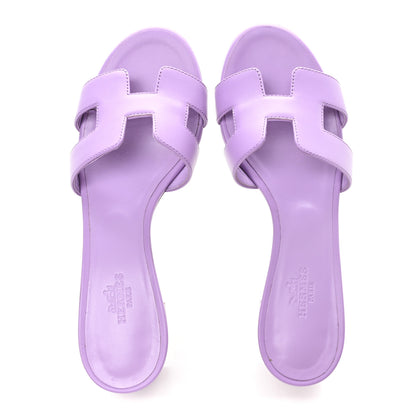 Hermes Calfskin Oasis Sandals 36.5 Violet 2 of 10