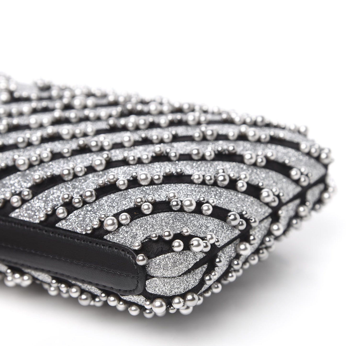 Mixed Fibers Pearl Evening Clutch Silver Black