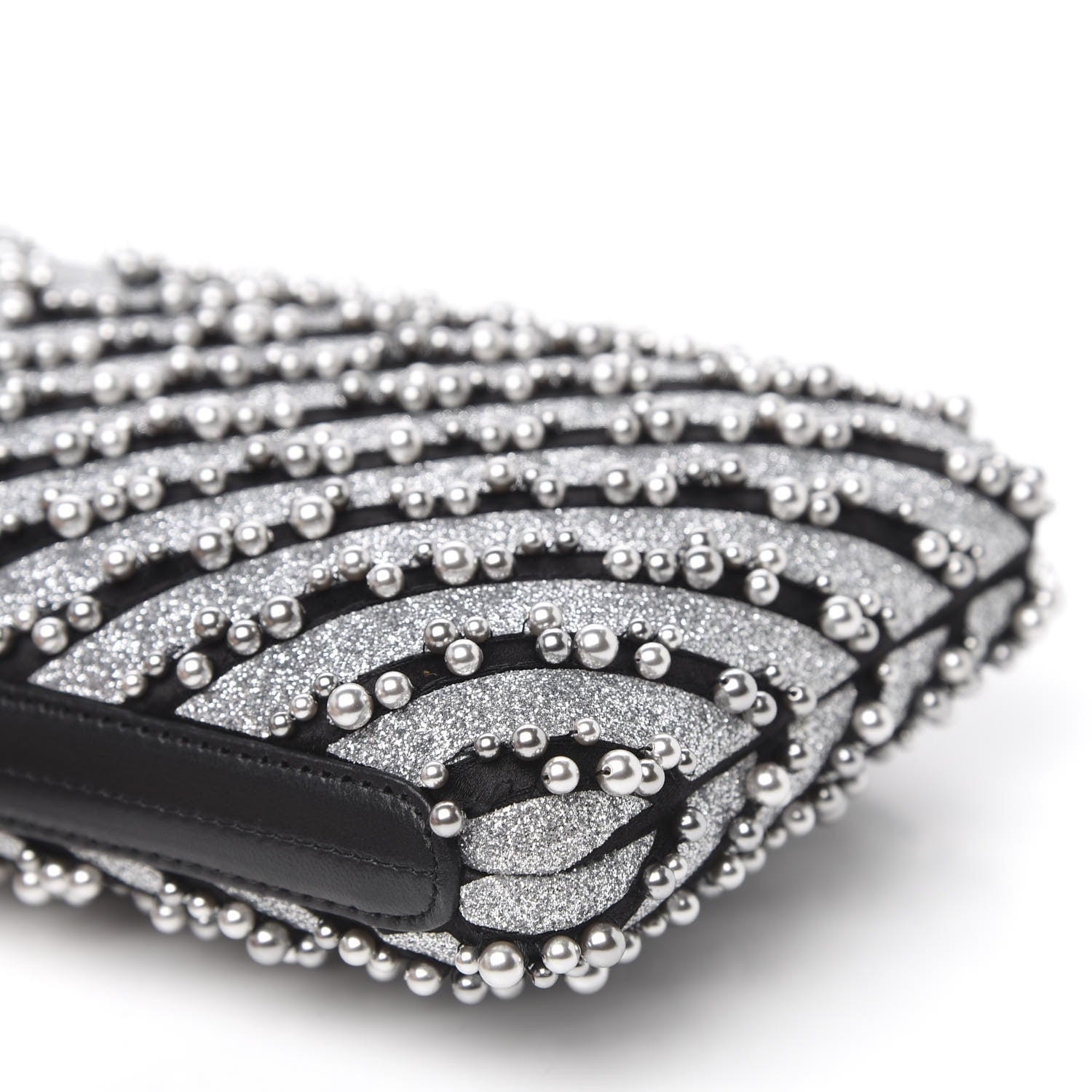 Chanel Mixed Fibers Pearl Evening Clutch Silver Black 9 of 11