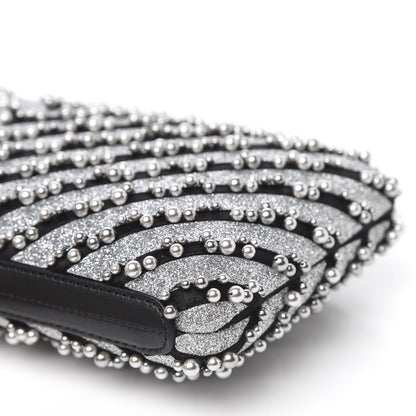 Chanel Mixed Fibers Pearl Evening Clutch Silver Black 9 of 11
