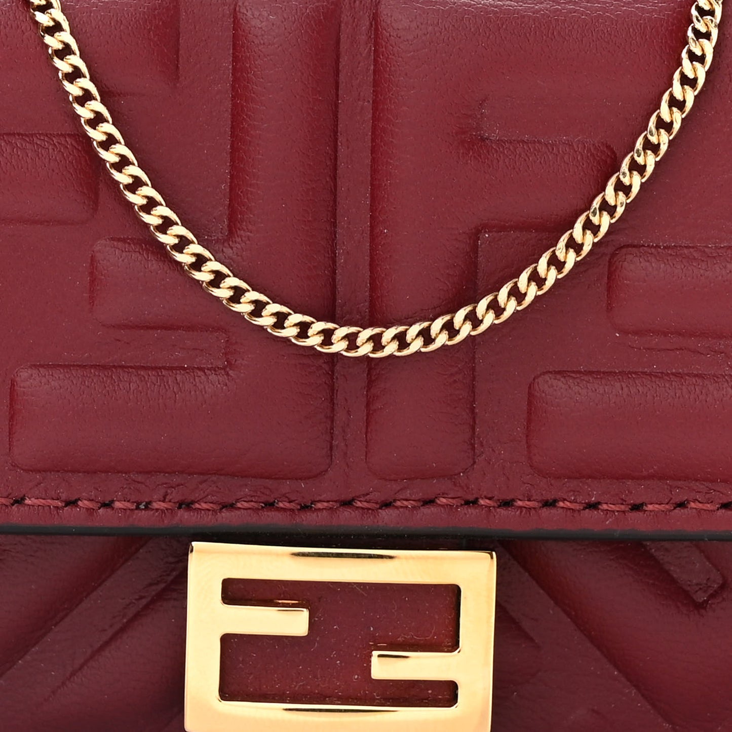 Nappa Matisse FF Embossed Nano Baguette Charm Barolo