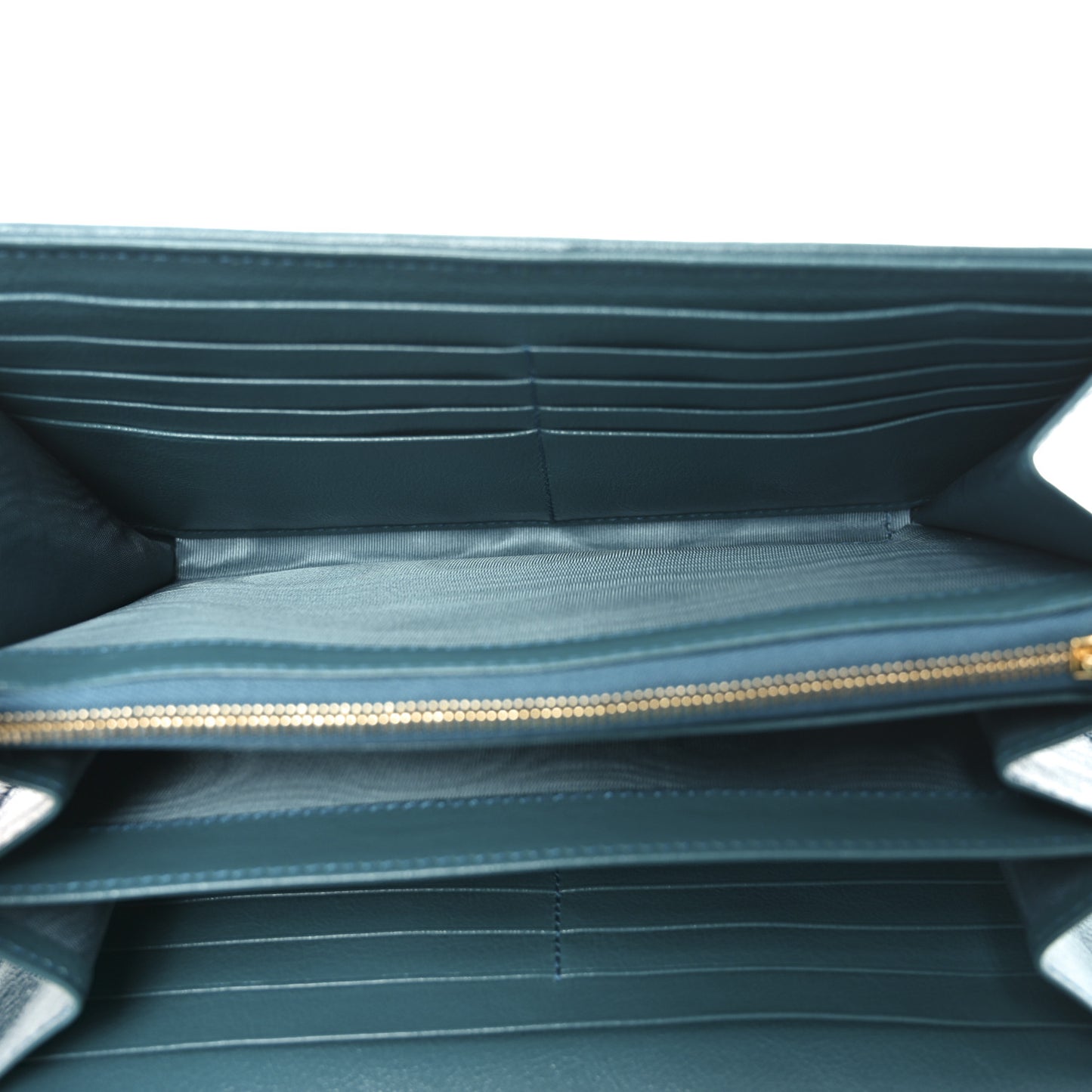 Azalea Calfskin Enamel Matelasse Diagonal Torchon GG Marmont Chain Wallet Imperial Blue Pavone