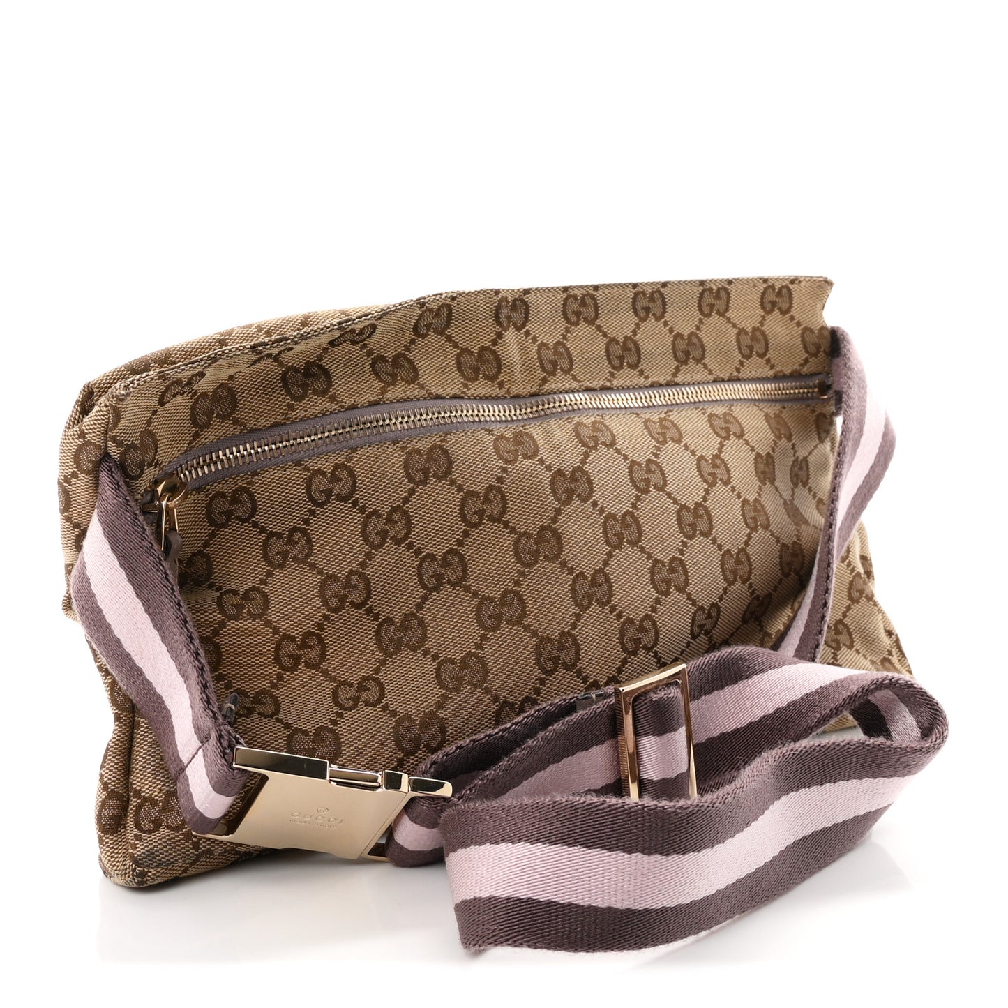 GG Monogram Web Double Pocket Belt Bag Purple