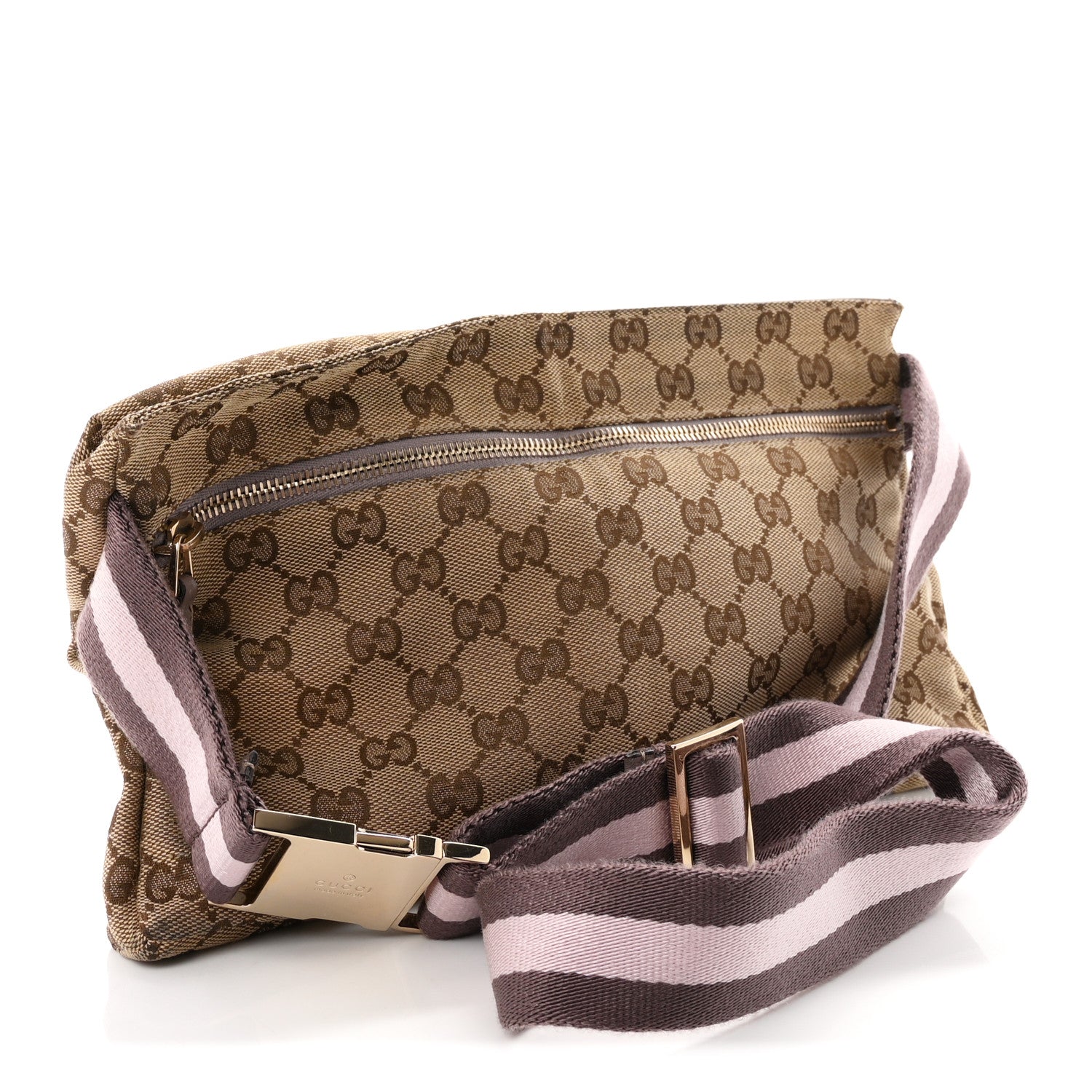 Gucci GG Monogram Web Double Pocket Belt Bag Purple 2 of 10