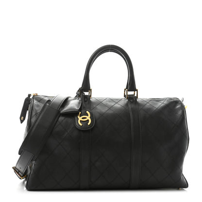 Chanel Calfskin Stitched CC Boston Black 1 of 12