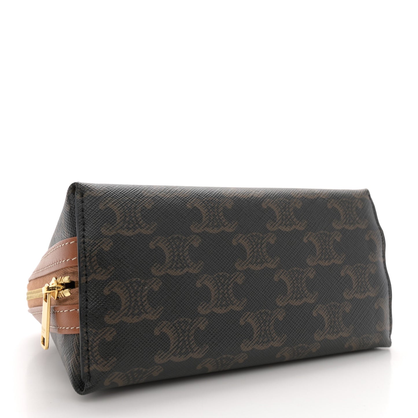 Triomphe Canvas Lambskin Clutch On Chain Tan