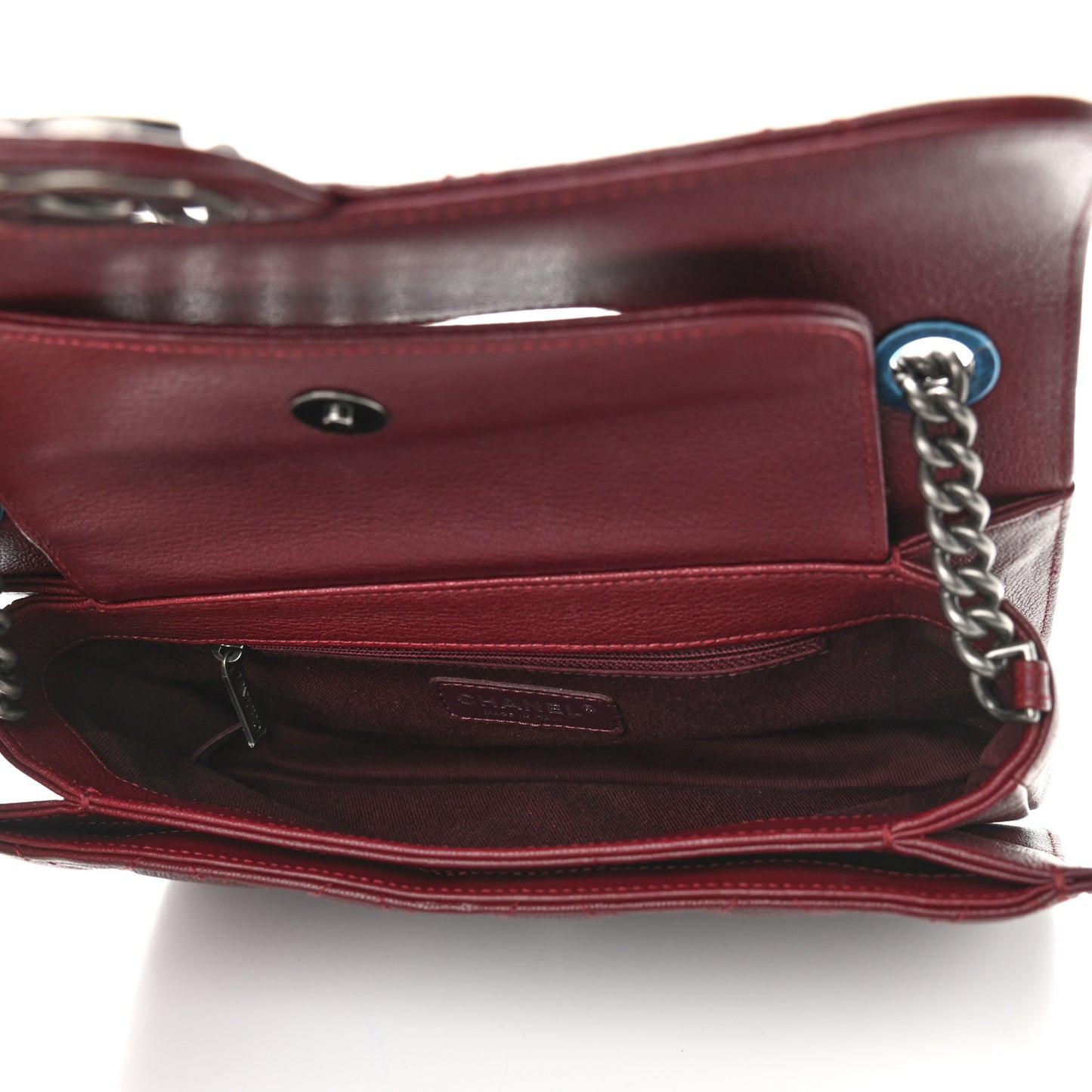 Goatskin Quilted Medium Perfect Edge Flap Burgundy