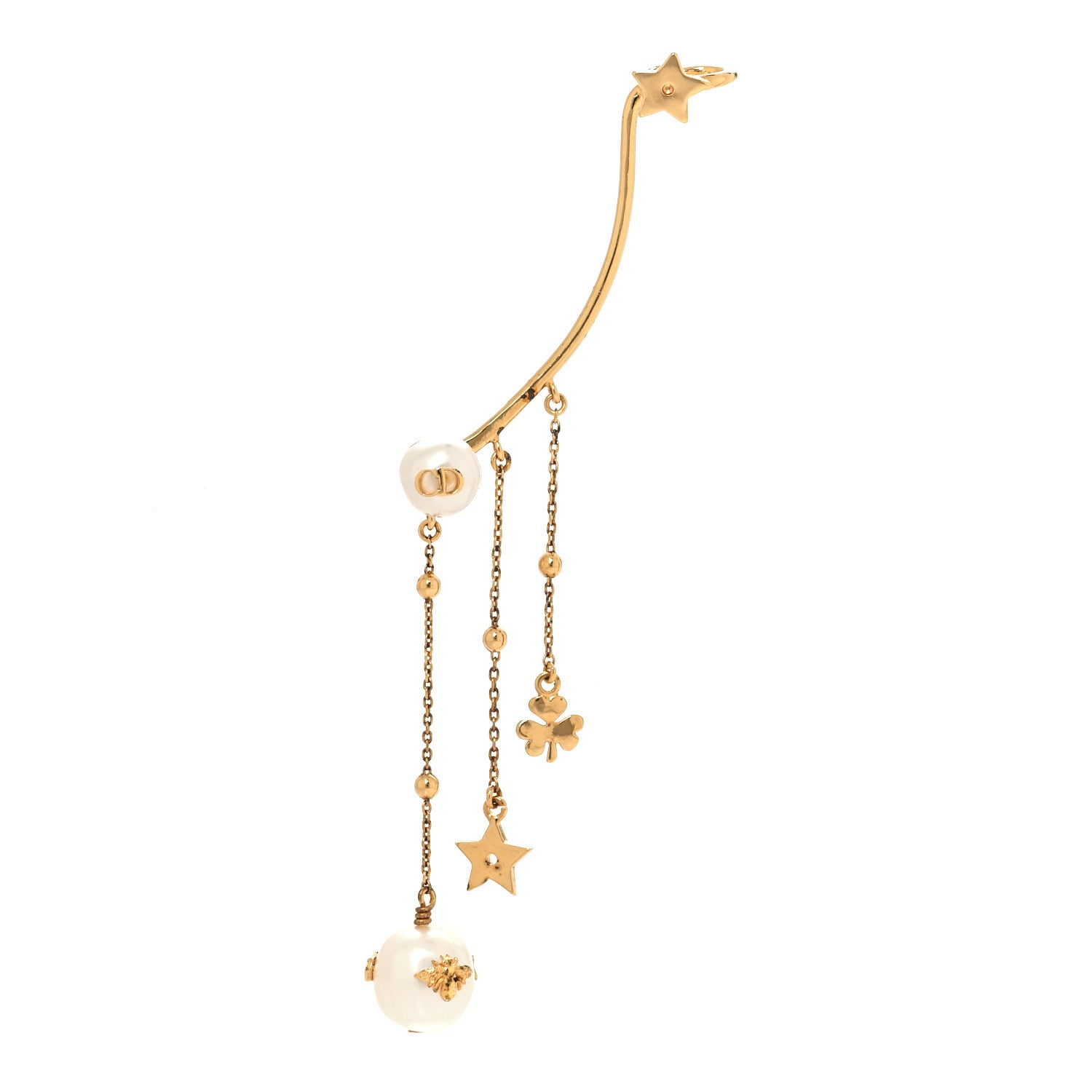 Christian Dior Pearl Perles De Desir Ear Cuff Gold White 1 of 4