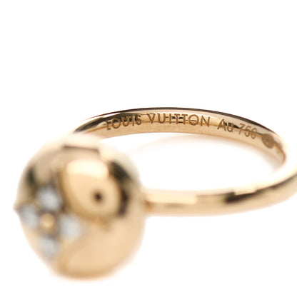Louis Vuitton 18K Yellow White Gold Diamond B Blossom Ring 52 6 5 of 5