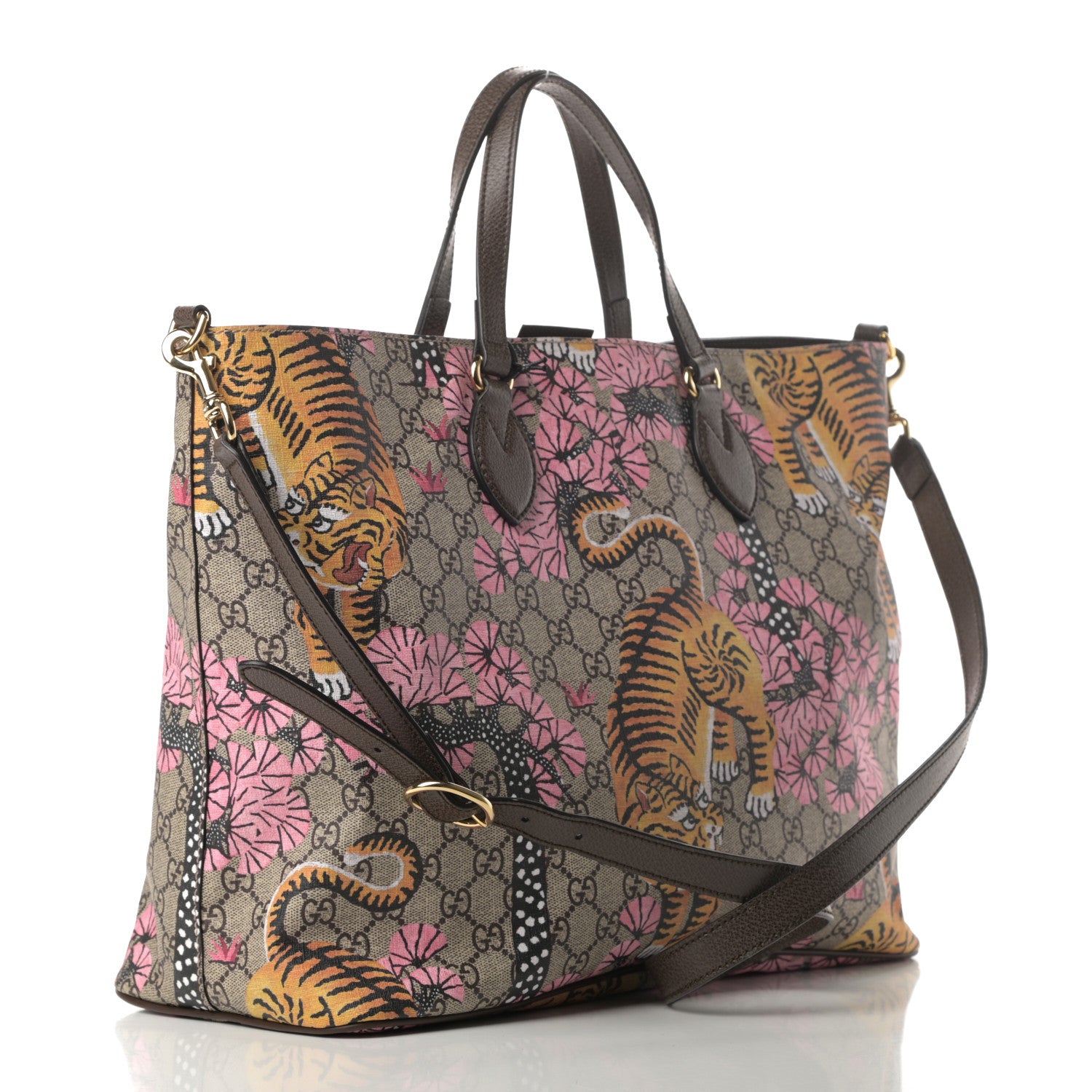 Gucci Soft GG Supreme Monogram Bengal Medium Crossbody Tote Beige Pink 4 of 13