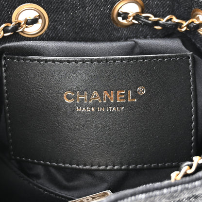 Chanel Washed Denim Quilted Mini Chanel 25 Handbag Black 6 of 11