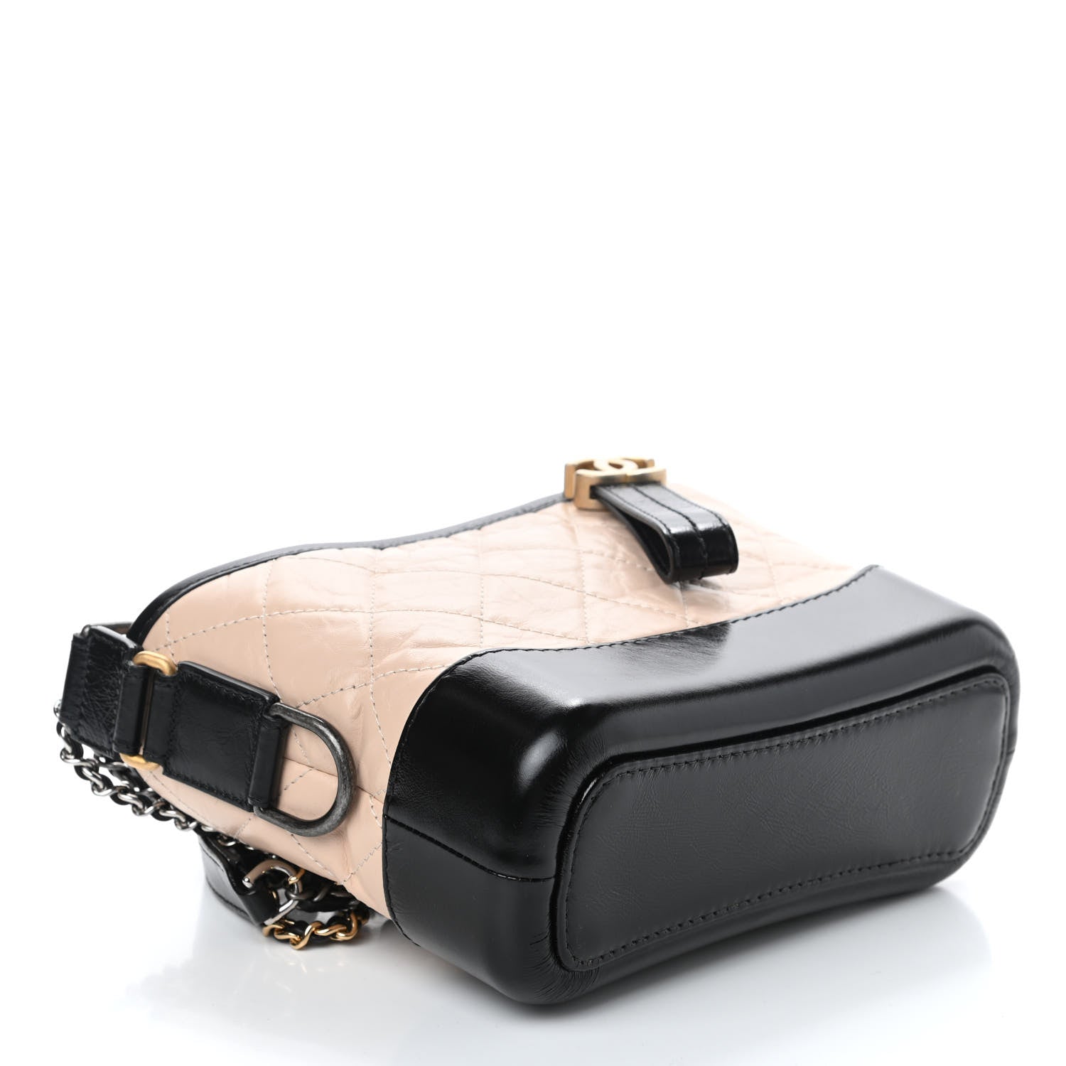Chanel Aged Calfskin Quilted Small Gabrielle Hobo Beige Black 4 of 11