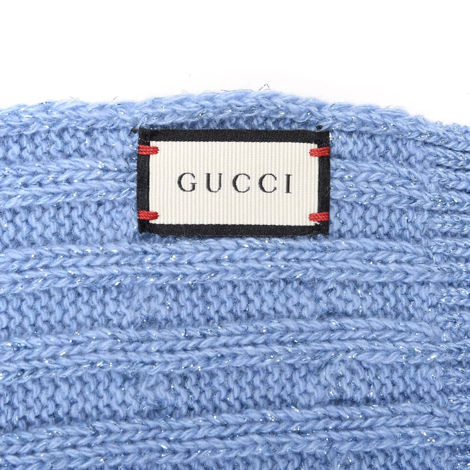 Gucci Wool Knit Shine Reg Scarf Bluette Sky Blue 3 of 4
