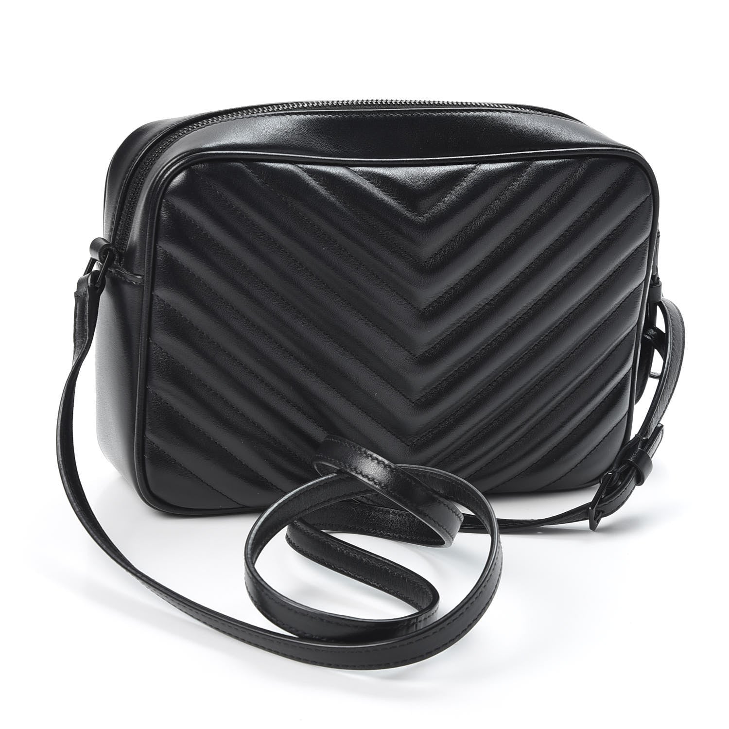 Saint Laurent Calfskin Matelasse Monogram Lou Camera Bag Black 2 of 9