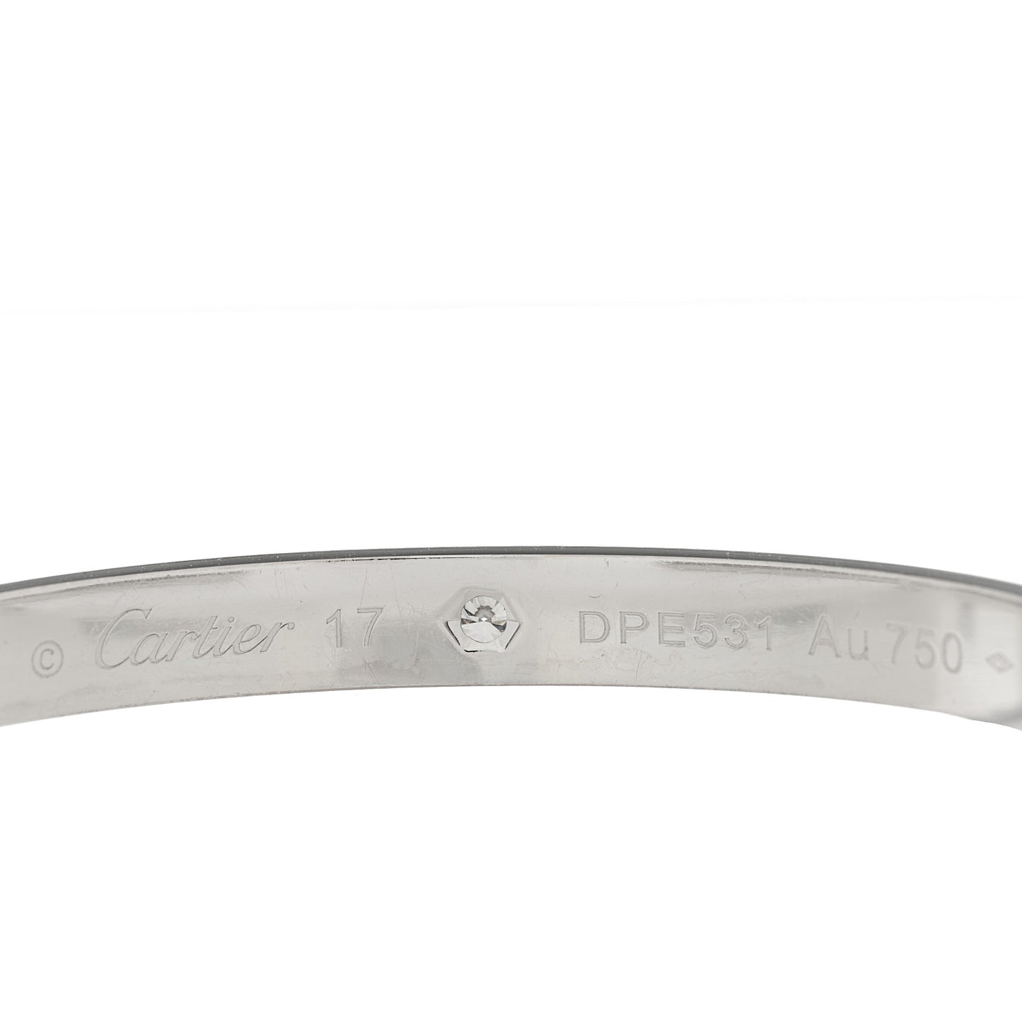 18K White Gold 1 Diamond LOVE Cuff Bracelet 17