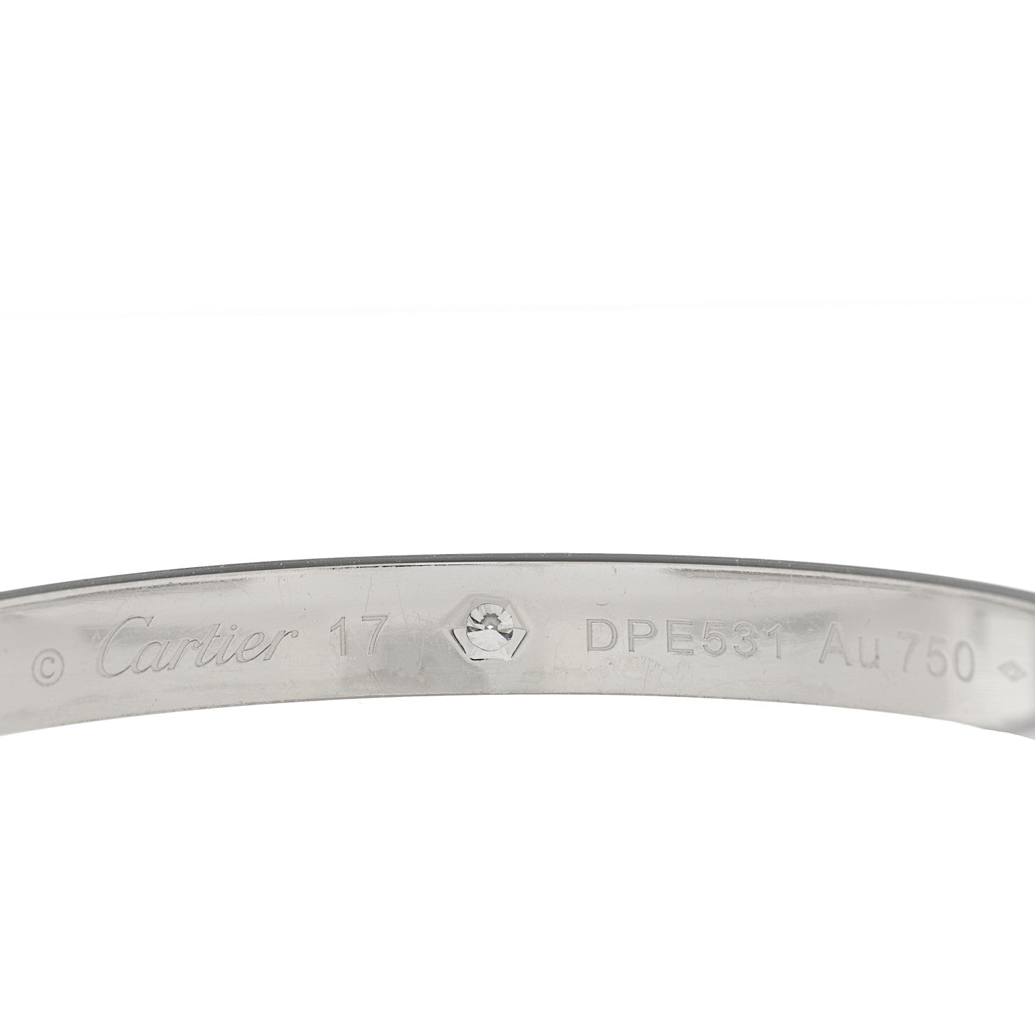 Cartier 18K White Gold 1 Diamond LOVE Cuff Bracelet 17 3 of 3