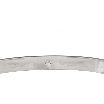 Cartier 18K White Gold 1 Diamond LOVE Cuff Bracelet 17 3 of 3