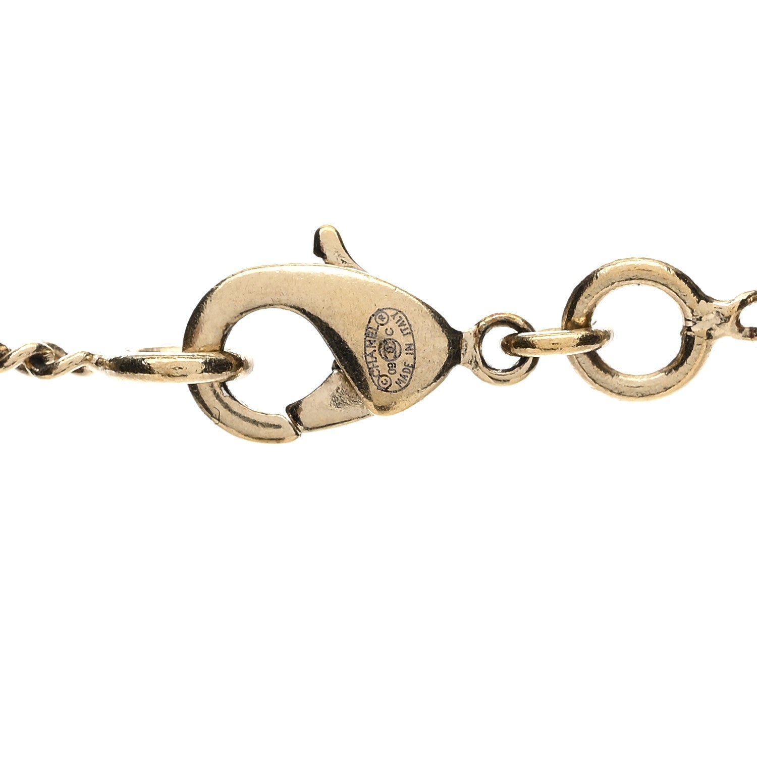 Chanel Satin CC Heart Chain Necklace Black Light Gold 4 of 4