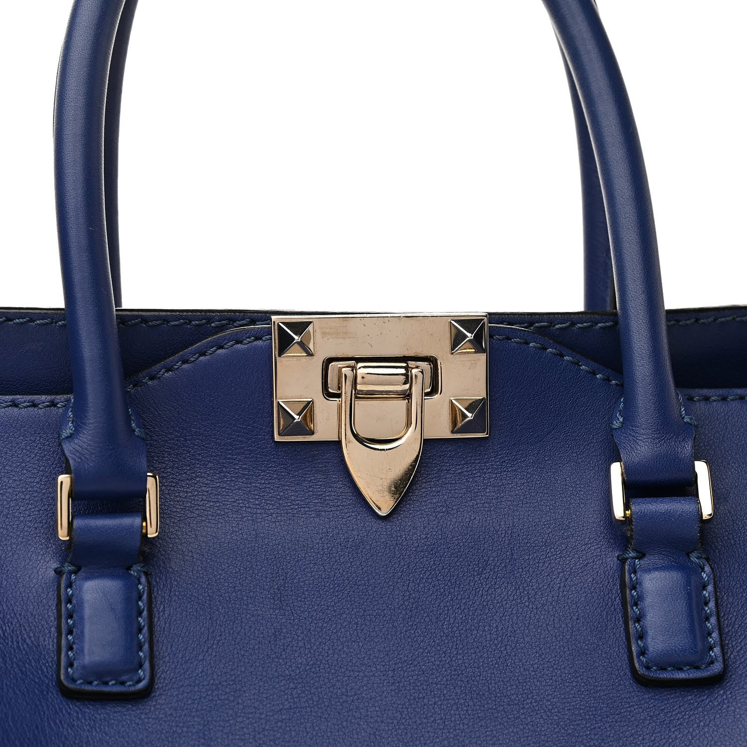 Valentino Garavani Vitello Small Rockstud Double Handle Tote Blue China 6 of 13
