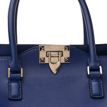 Valentino Garavani Vitello Small Rockstud Double Handle Tote Blue China 6 of 13
