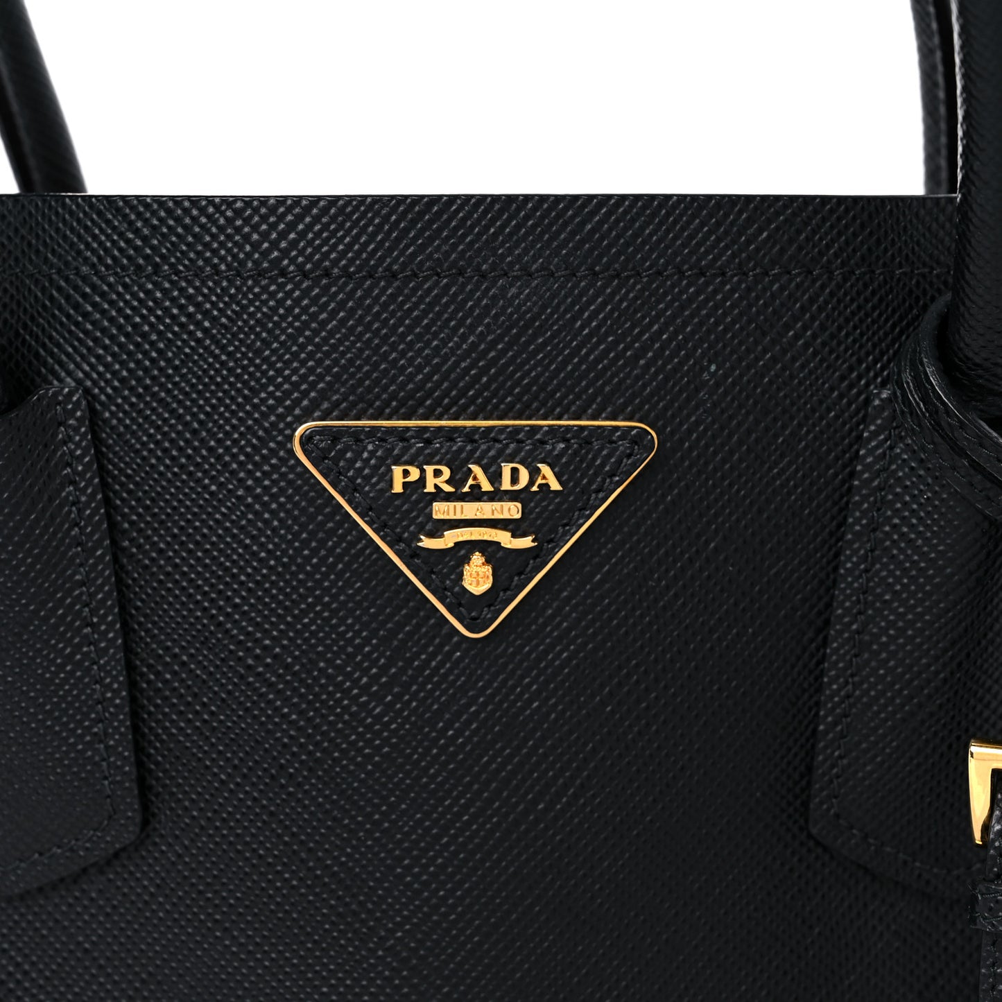 Saffiano Cuir Medium Double Bag Black Fuoco