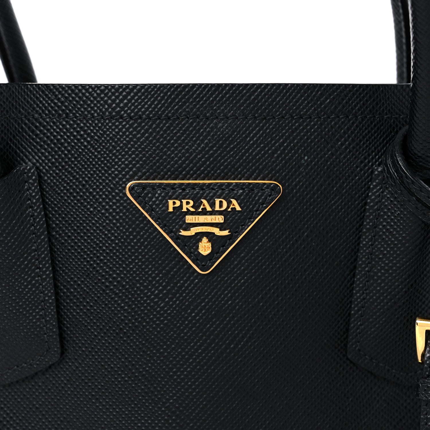 Prada Saffiano Cuir Medium Double Bag Black Fuoco 6 of 15