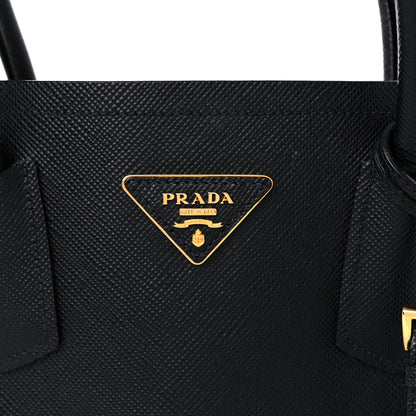 Prada Saffiano Cuir Medium Double Bag Black Fuoco 6 of 15