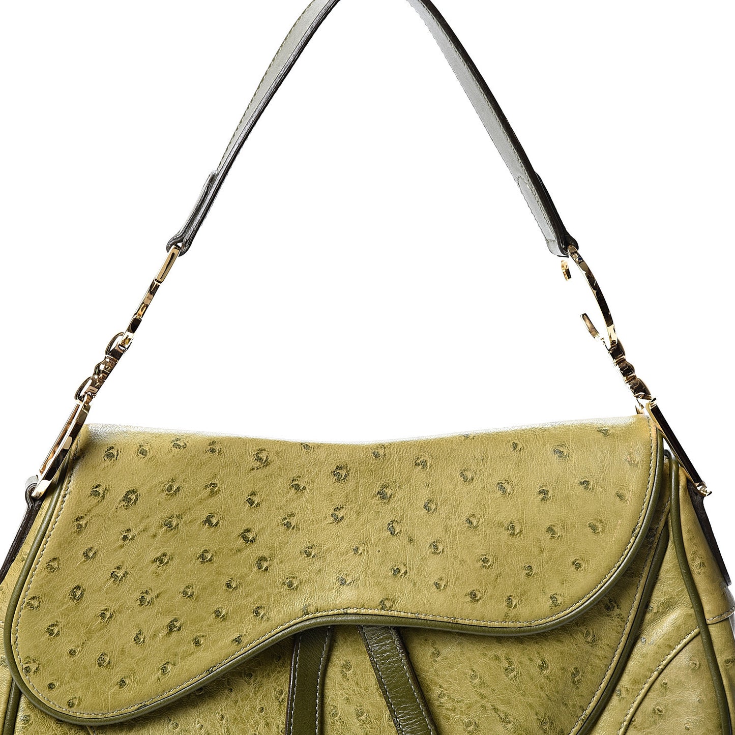 Ostrich Double Saddle Bag Green