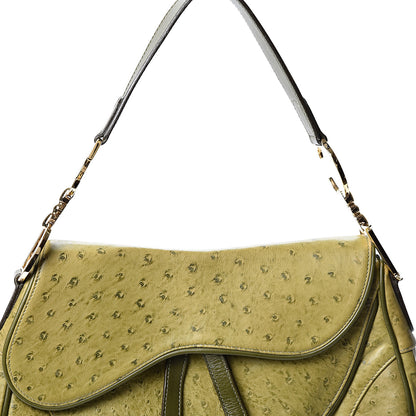 Christian Dior Ostrich Double Saddle Bag Green 7 of 9