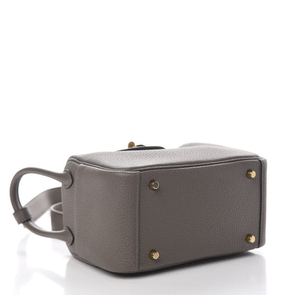Hermes Taurillon Clemence Mini Lindy 20 Etain 4 of 11