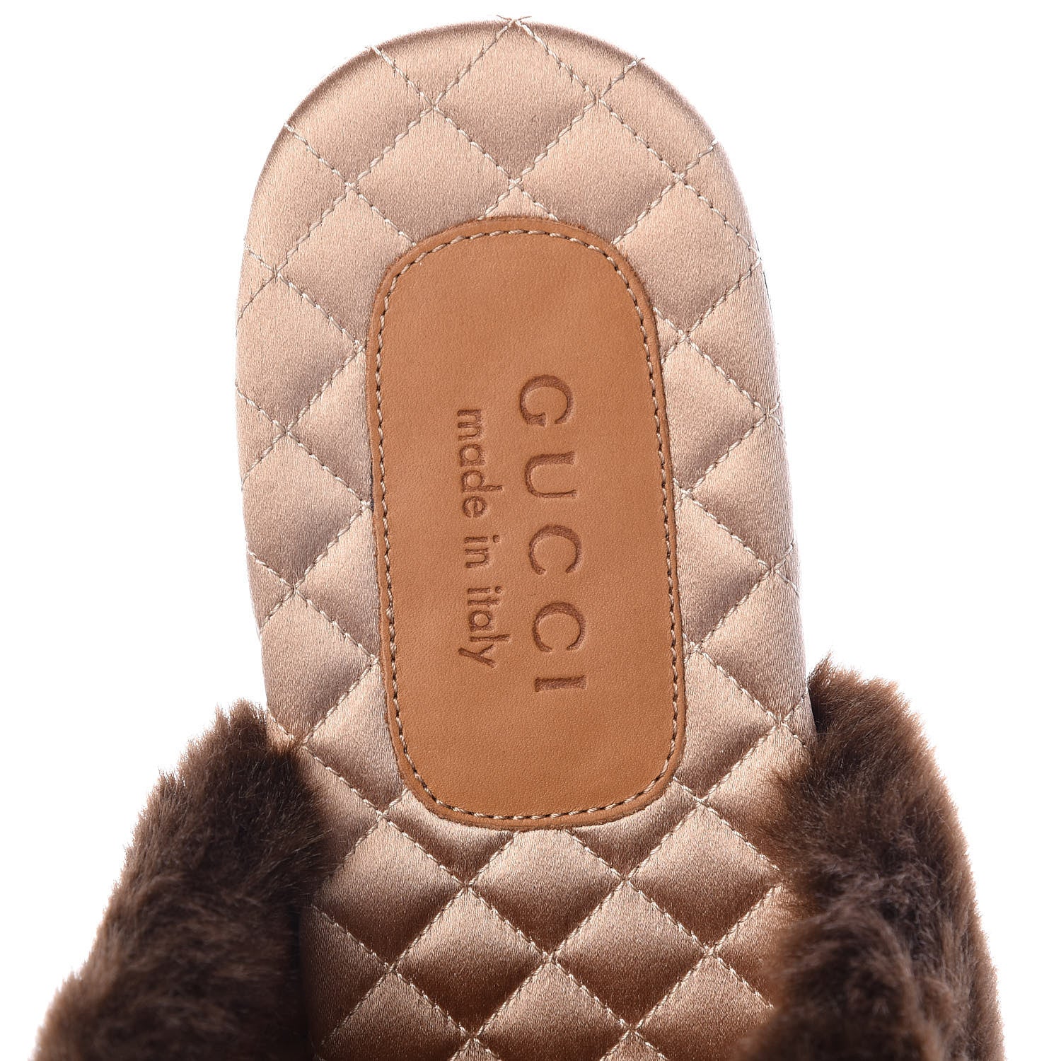 Gucci Calfskin Faux Fur Square G Mens Lawrence Slippers 11 Brown 5 of 8