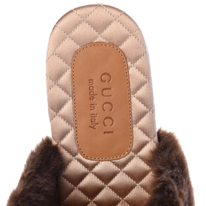 Gucci Calfskin Faux Fur Square G Mens Lawrence Slippers 11 Brown 5 of 8