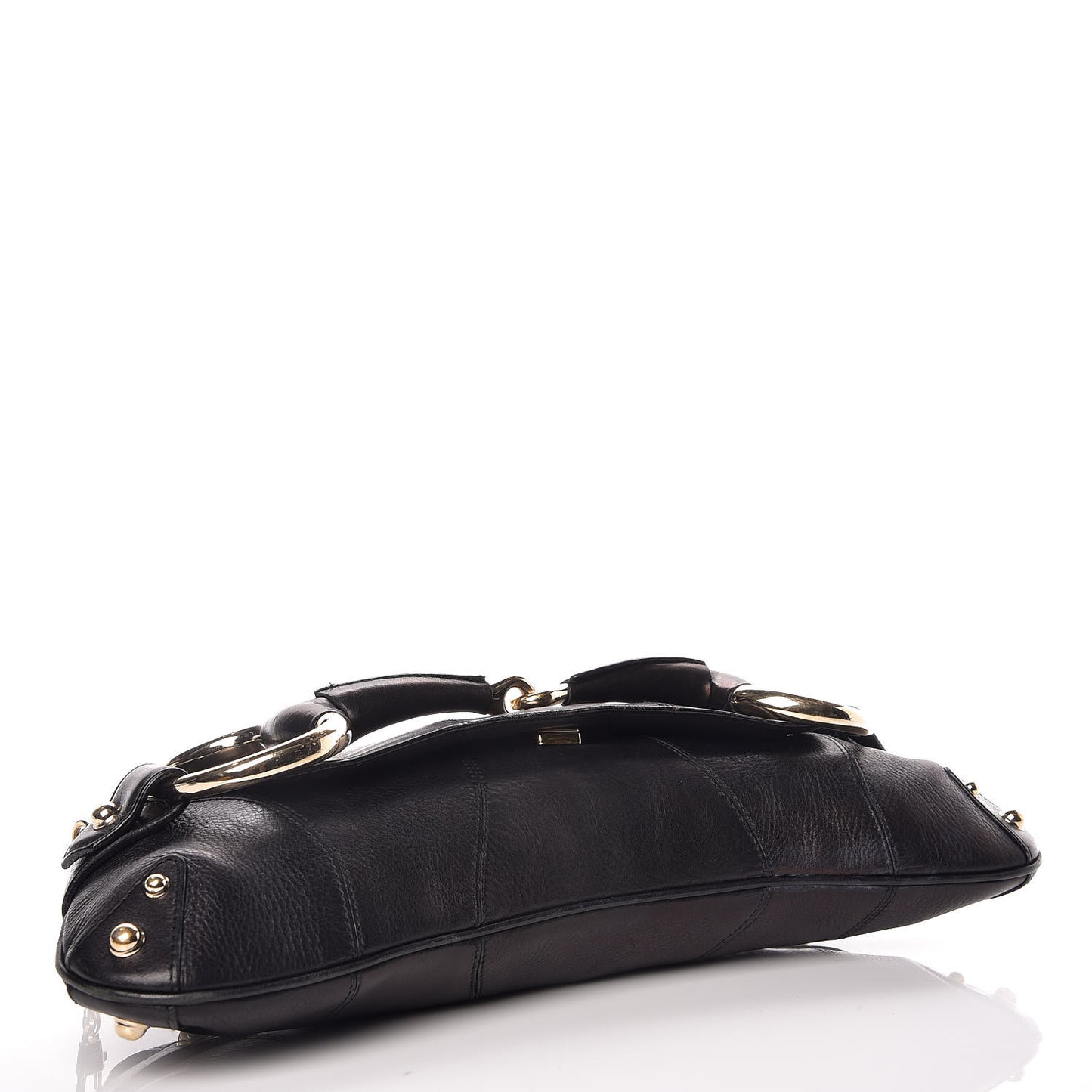 Calfskin Horsebit Chain Clutch Black