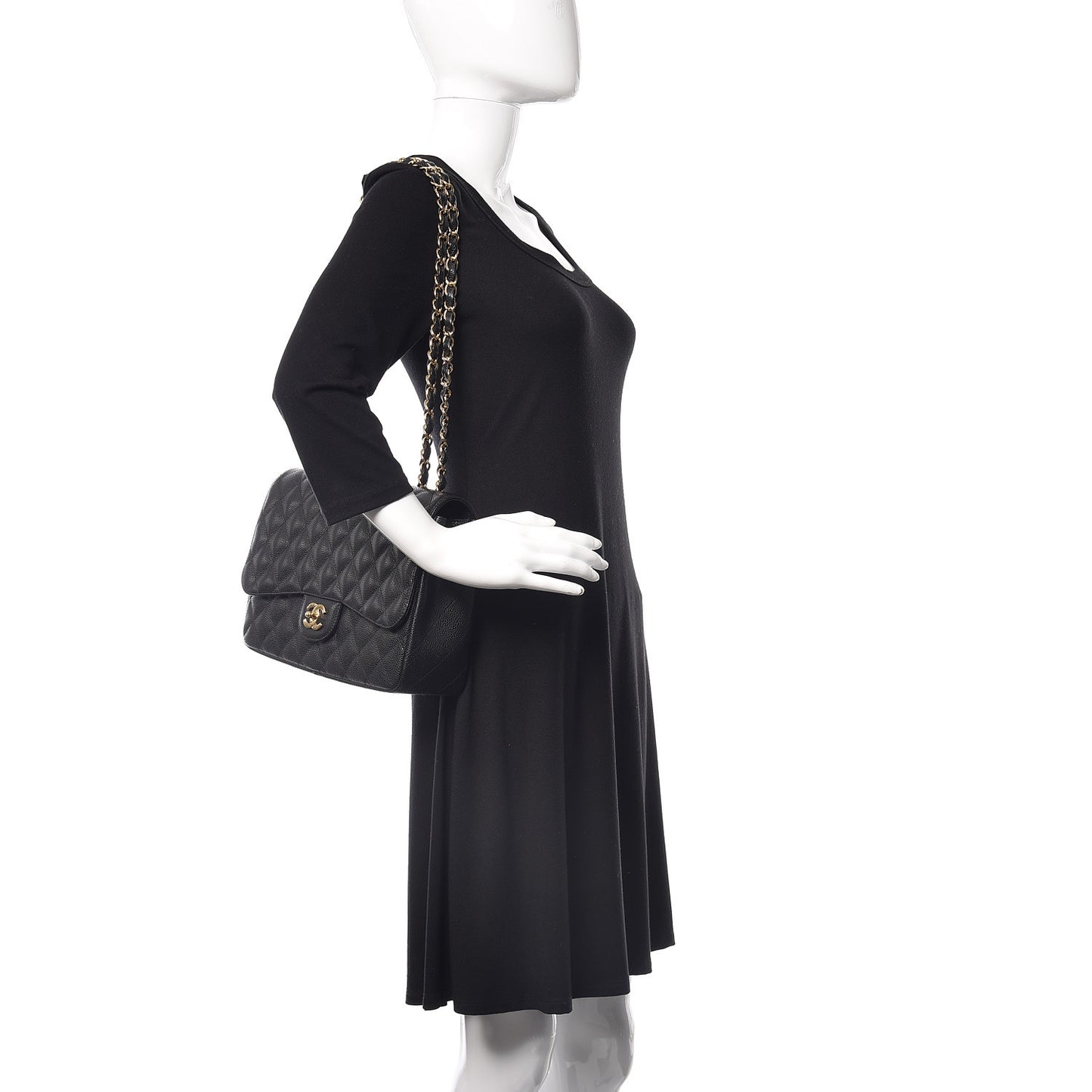 Caviar Quilted Jumbo Single Flap Black