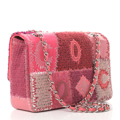 Chanel Tweed Patchwork Jumbo Single Flap Pink 3 of 14