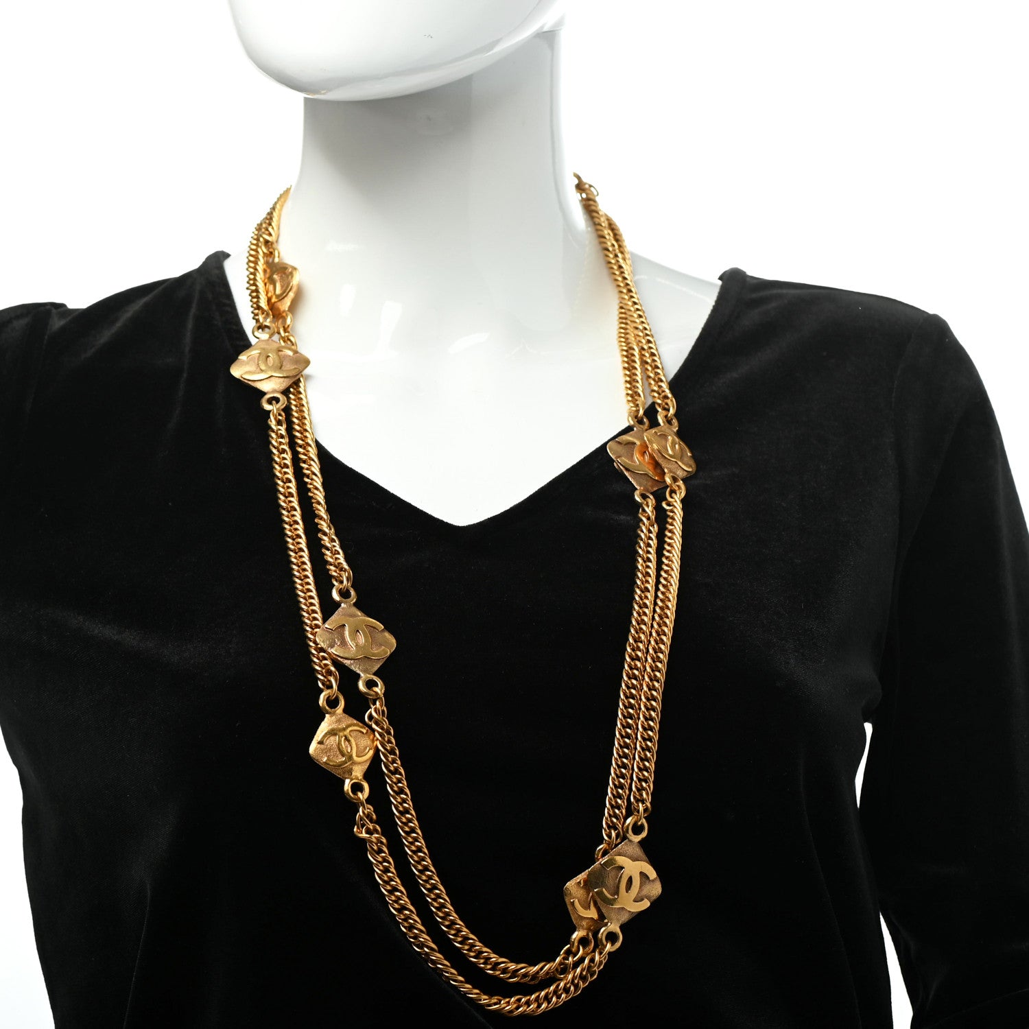 Chanel CC Medallion Chain Necklace Gold 2 of 5