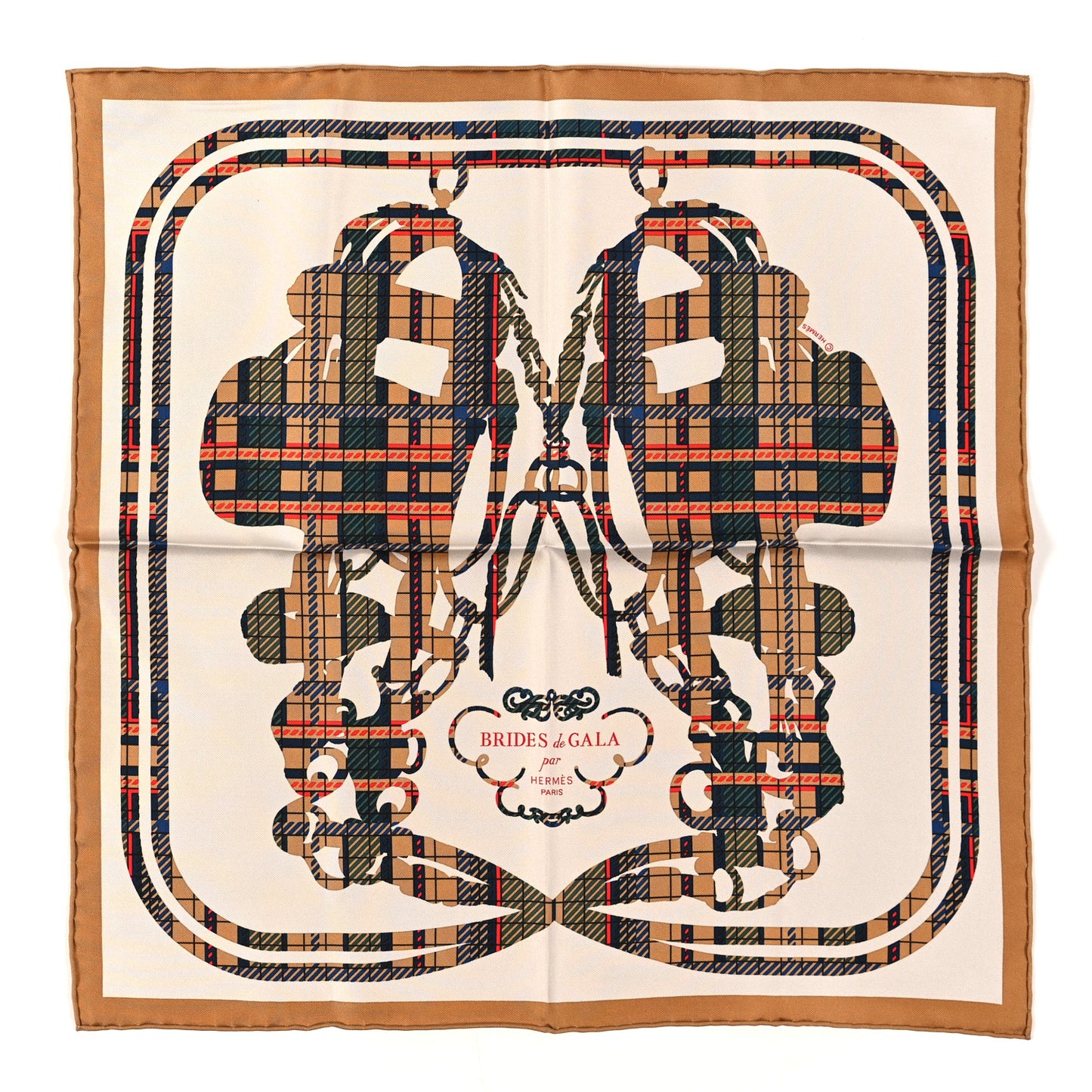 Silk Brides De Gala Tartan Pocket Square Ajaccio Beige Craie