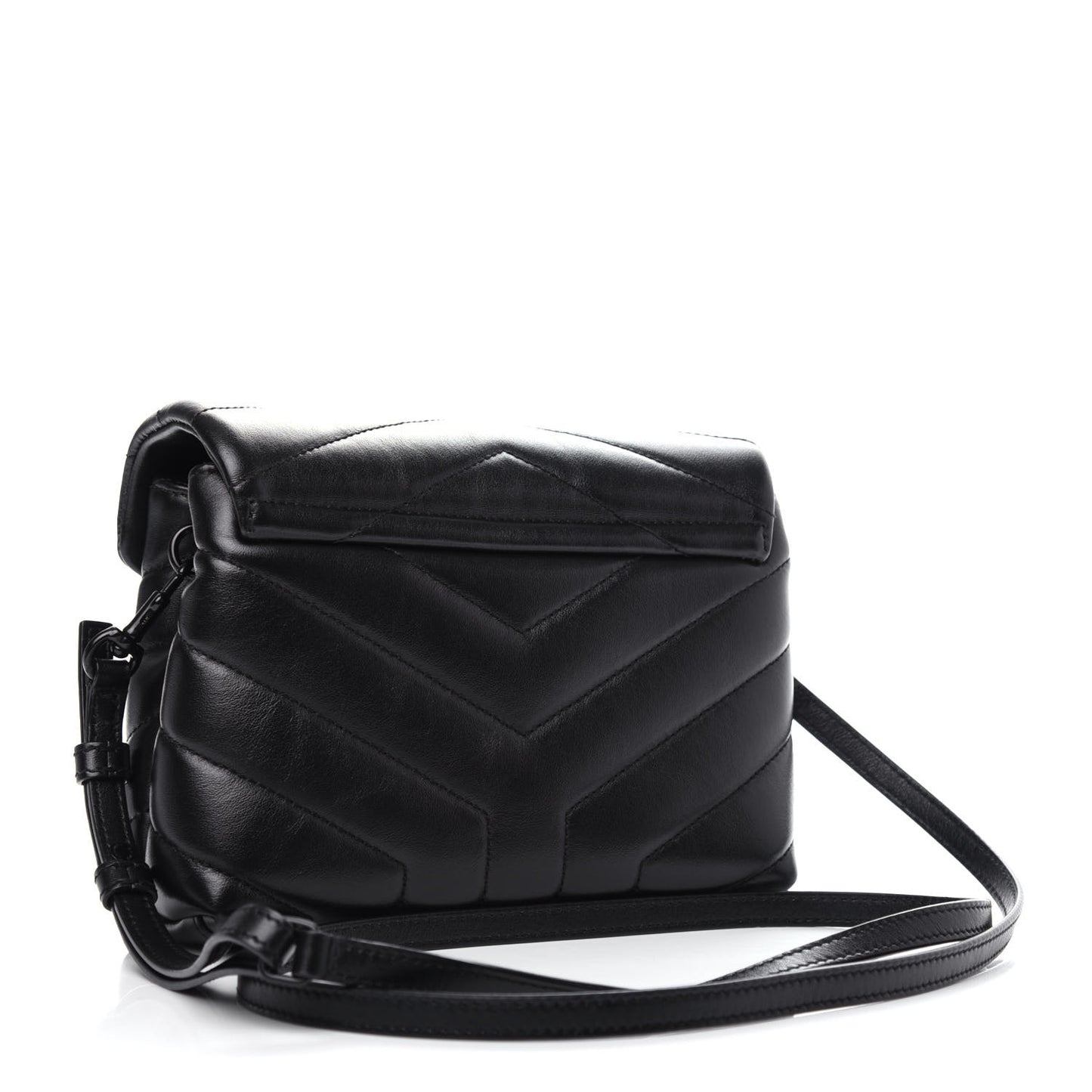 Calfskin Y Quilted Monogram Toy Loulou Crossbody Bag Black