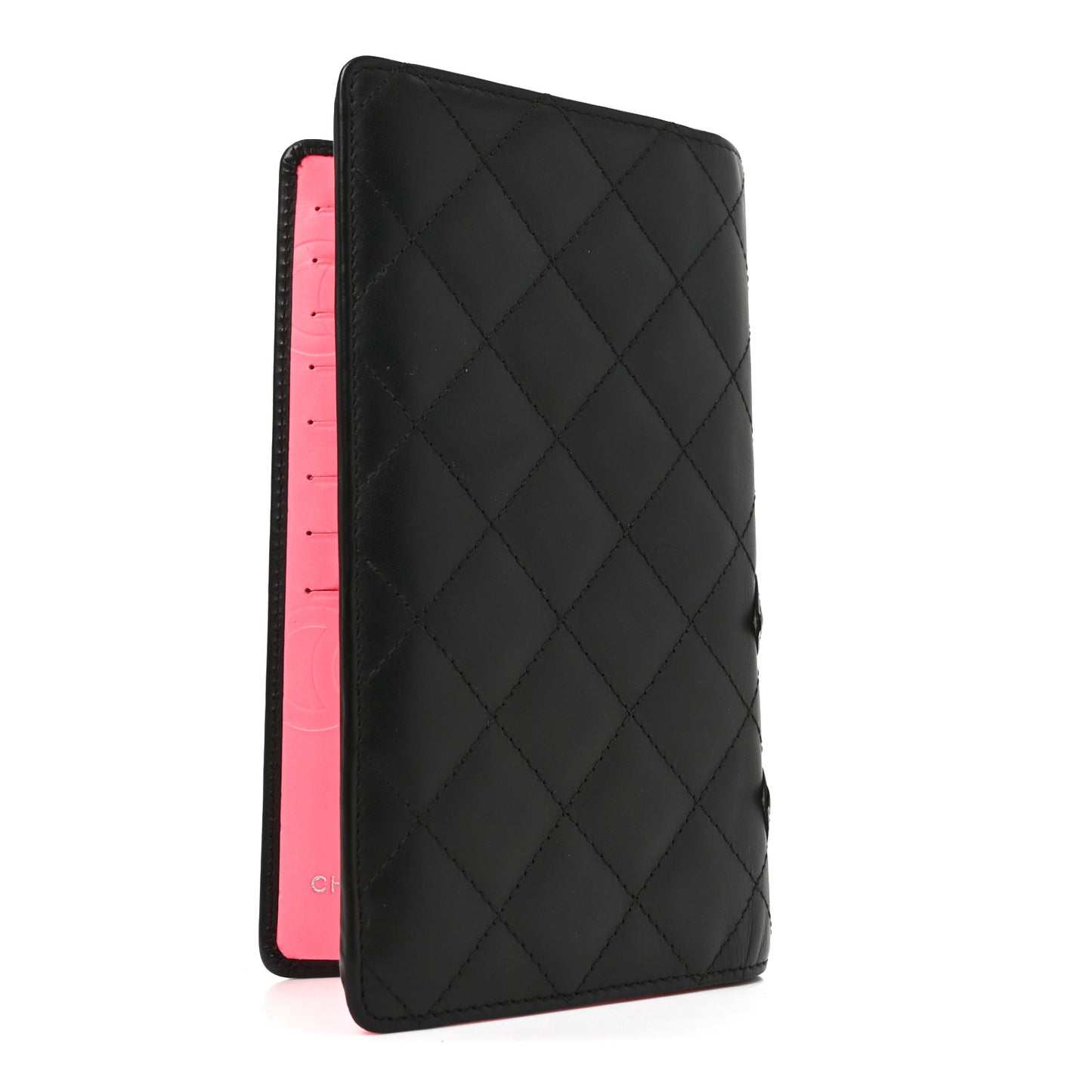 Calfskin Quilted Cambon Yen Wallet Black